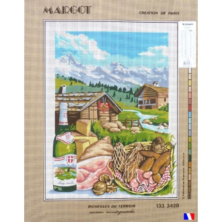 Canevas à broder 50 x 65 cm marque MARGOT création de Paris Richesses du terroir saveurs montagnardes fabrication française