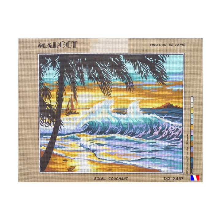 Canevas à broder 50 x 65 cm marque MARGOT création de Paris Soleil couchant fabrication française