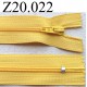 fermeture éclair longueur 20 cm couleur jaune non séparable zip nylon largeur 2.5 cm