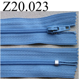 fermeture éclair longueur 20 cm couleur bleu non séparable zip nylon largeur 2.5 cm