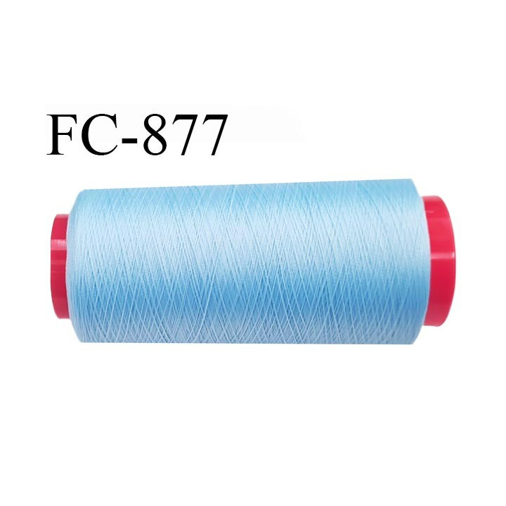 Cone 2000 m fil mousse polyamide n°120 couleur bleu ciel longueur 2000 mètres  bobiné en France