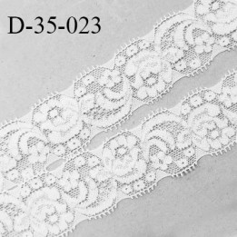 Dentelle 35 mm lycra extensible couleur blanc et argent largeur 35 mm prix au mètre