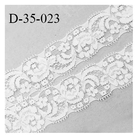 Dentelle 35 mm lycra extensible couleur blanc et argent largeur 35 mm prix au mètre