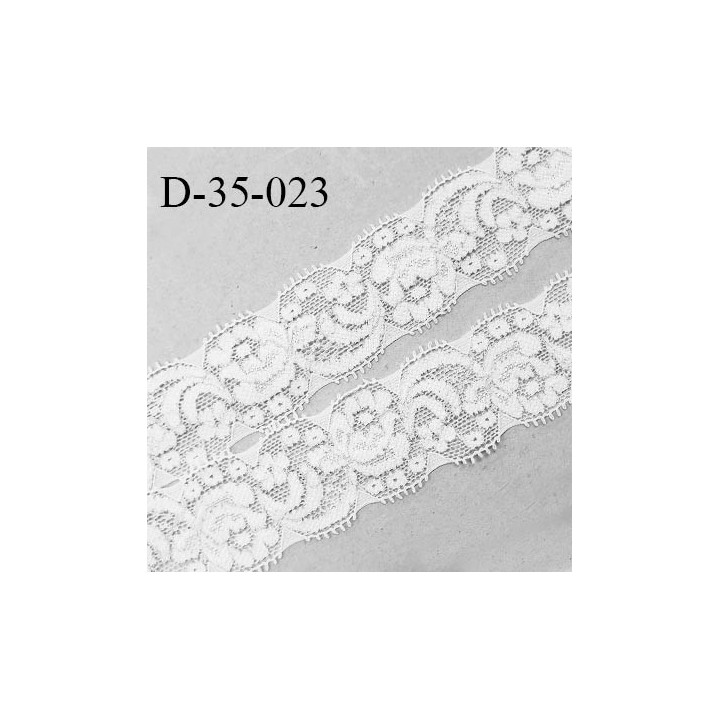 Dentelle 35 mm lycra extensible couleur blanc et argent largeur 35 mm prix au mètre