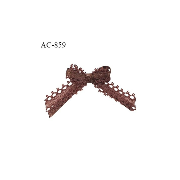 Noeud lingerie 50 mm haut de gamme en satin sur dentelle couleur marron largeur 50 mm hauteur 30 mm prix à l'unité