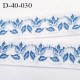 Dentelle 40 mm lycra extensible couleur blanc et fleurs bleu largeur 40 mm prix au mètre