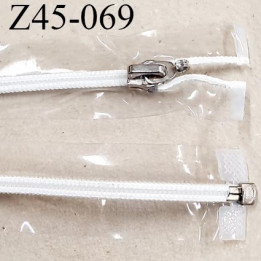 fermeture zip 45 cm transparente séparable glissière nylon argenté  largeur 3cm largeur de la glissière 6 mm curseur en métal