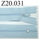 fermeture éclair longueur 20 cm couleur bleu ciel non séparable zip nylon largeur 2.5 cm