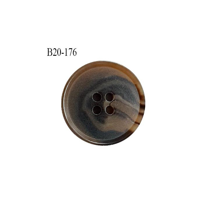 Bouton 20 mm couleur marron marbré 4 trous diamètre 20 mm épaisseur 4 mm prix à l'unité