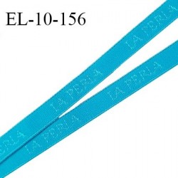 Elastique lingerie 10 mm très haut de gamme couleur bleu turquoise inscription La Perla prix au mètre