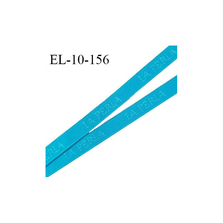 Elastique lingerie 10 mm très haut de gamme couleur bleu turquoise inscription La Perla prix au mètre