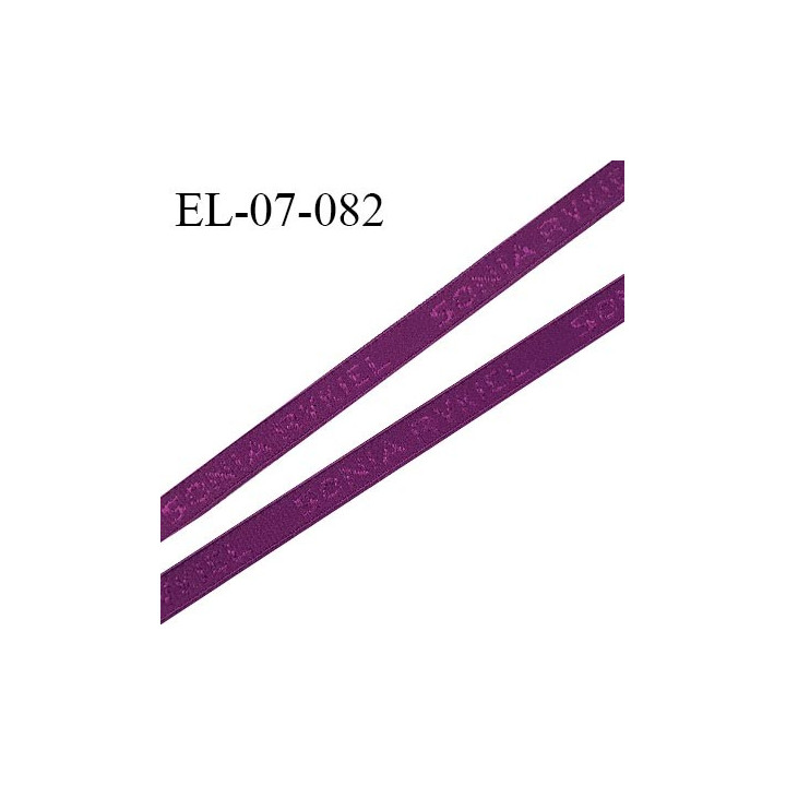 Elastique lingerie 7 mm très haut de gamme couleur violet hortensia inscription Sonia Rykiel prix au mètre