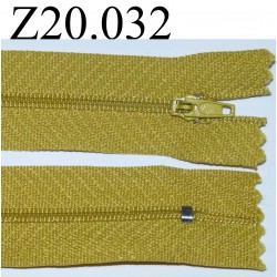 fermeture zip à glissière longueur 20 cm couleur jaune moutarde non séparable zip nylon largeur 2.5 cm