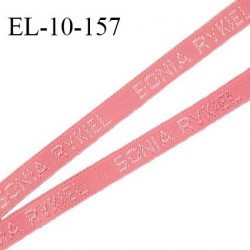 Elastique lingerie 10 mm très haut de gamme élastique souple couleur corail inscription Sonia Rykiel largeur 10 mm prix au mètre