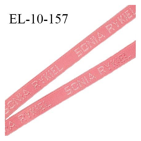 Elastique lingerie 10 mm très haut de gamme élastique souple couleur corail inscription Sonia Rykiel largeur 10 mm prix au mètre