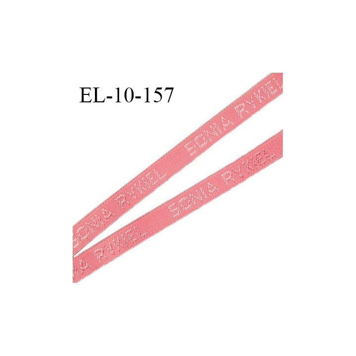 Elastique lingerie 10 mm très haut de gamme élastique souple couleur corail inscription Sonia Rykiel largeur 10 mm prix au mètre