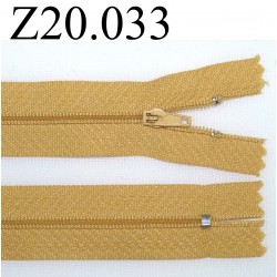 fermeture éclair  longueur 20 cm couleur jaune  non séparable zip nylon largeur 2.5 cm