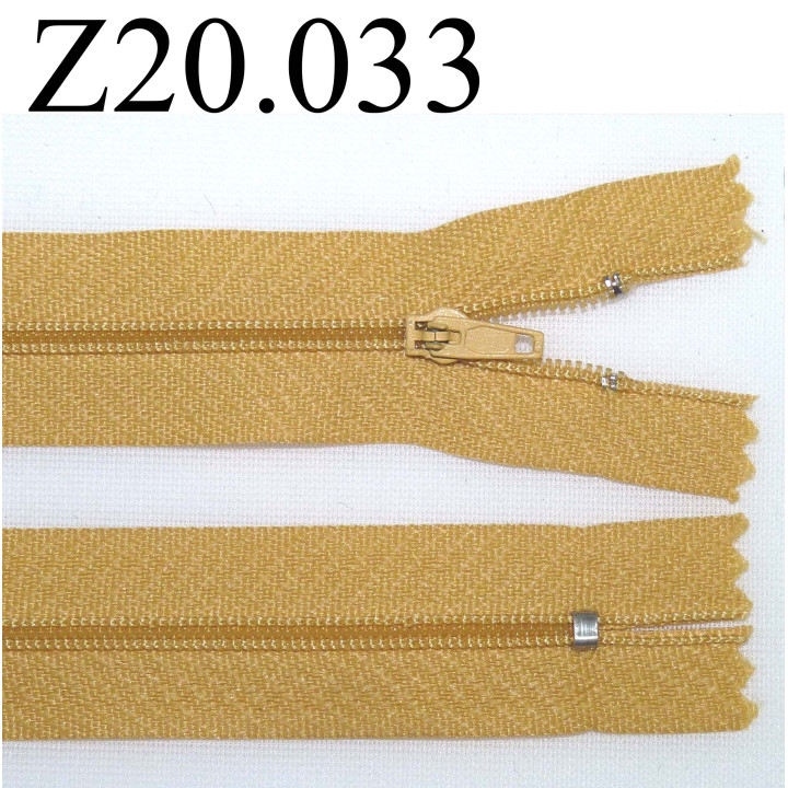 fermeture éclair  longueur 20 cm couleur jaune  non séparable zip nylon largeur 2.5 cm