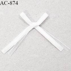 Noeud lingerie 55 mm haut de gamme en satin sur mousseline couleur blanc largeur 55 mm hauteur 40 mm prix à l'unité