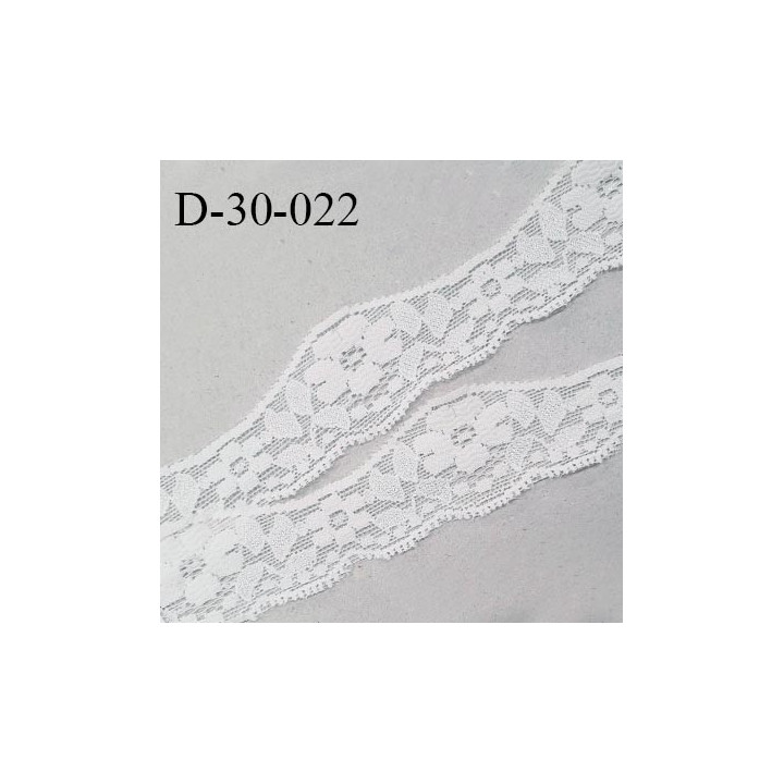 Dentelle 30 mm lycra extensible motifs fleurs couleur blanc largeur 30 mm prix au mètre