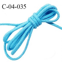 Cordon 4 mm en coton très solide couleur bleu turquoise diamètre 4 mm prix au mètre