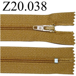 fermeture éclair longueur 20 cm couleur marron clair non séparable zip nylon largeur 2.5 cm