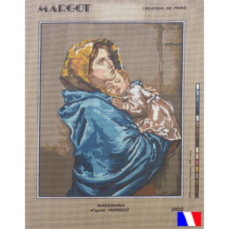 Canevas à broder 50 x 65 cm marque MARGOT création de Paris Madonnina d'après FERRUZZI fabrication française