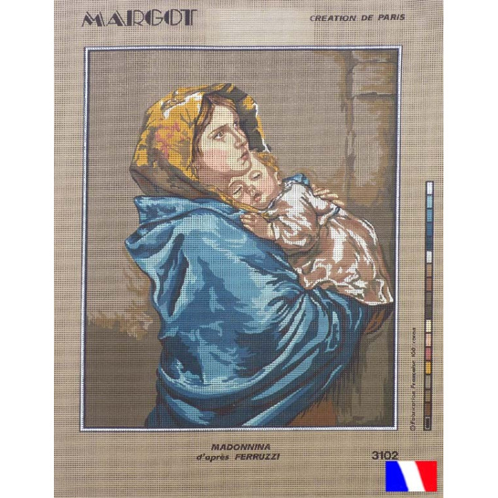 Canevas à broder 50 x 65 cm marque MARGOT création de Paris Madonnina d'après FERRUZZI fabrication française