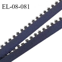 Elastique picot 8 mm lingerie haut de gamme couleur bleu horizon largeur 8 mm + picots 3 mm prix au mètre