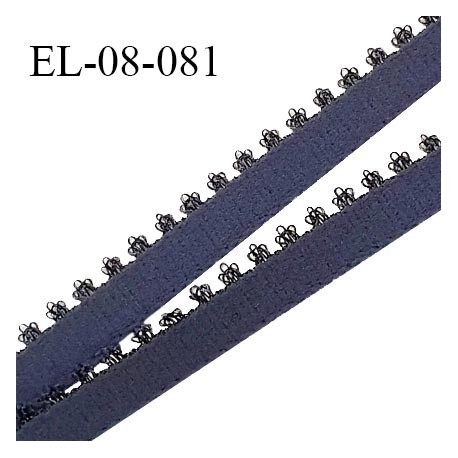 Elastique picot 8 mm lingerie haut de gamme couleur bleu horizon largeur 8 mm + picots 3 mm prix au mètre