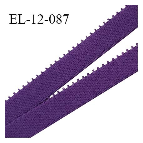Elastique 12 mm lingerie haut de gamme couleur violet pensée fabriqué en France largeur 12 mm prix au mètre