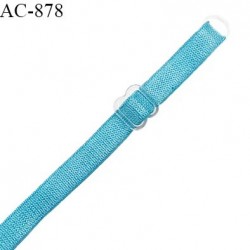 Bretelle lingerie SG 8 mm couleur bleu horizon avec 1 barrette et 1 anneau en pvc transparent longueur 50 cm prix à l'unité