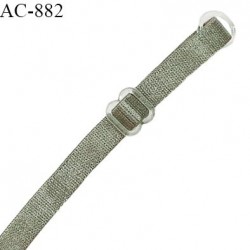 Bretelle lingerie SG 8 mm couleur vert olive avec 1 barrette et 1 anneau en pvc transparent longueur 46 cm prix à l'unité