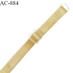 Bretelle lingerie SG 8 mm couleur doré brillant avec 1 barrette et 1 anneau en pvc transparent longueur 46 cm prix à l'unité