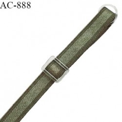 Bretelle lingerie SG 10 mm couleur vert olive avec 1 barrette et 1 anneau en pvc transparent longueur 42 cm prix à l'unité