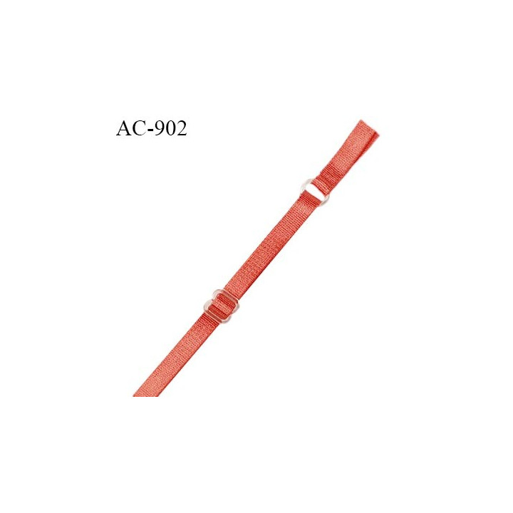 Bretelle lingerie SG 8 mm couleur corail brillant longueur 46 cm + pré-attache avant l'anneau 3 cm prix à l'unité