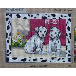 canevas 40x50 marque MARGOT DE PARIS chien dalmatien dimension 40 centimètres par 50 centimètres 100 % coton