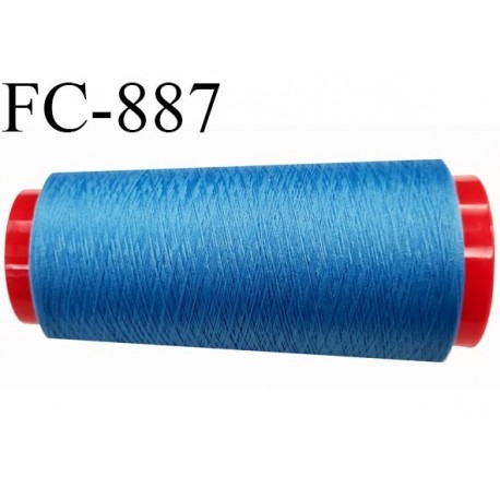 Cone 2000 m de fil mousse polyester fil n° 110 couleur bleu cône de 2000 mètres bobiné en France