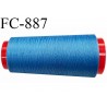 Cone 2000 m de fil mousse polyester fil n° 110 couleur bleu cône de 2000 mètres bobiné en France