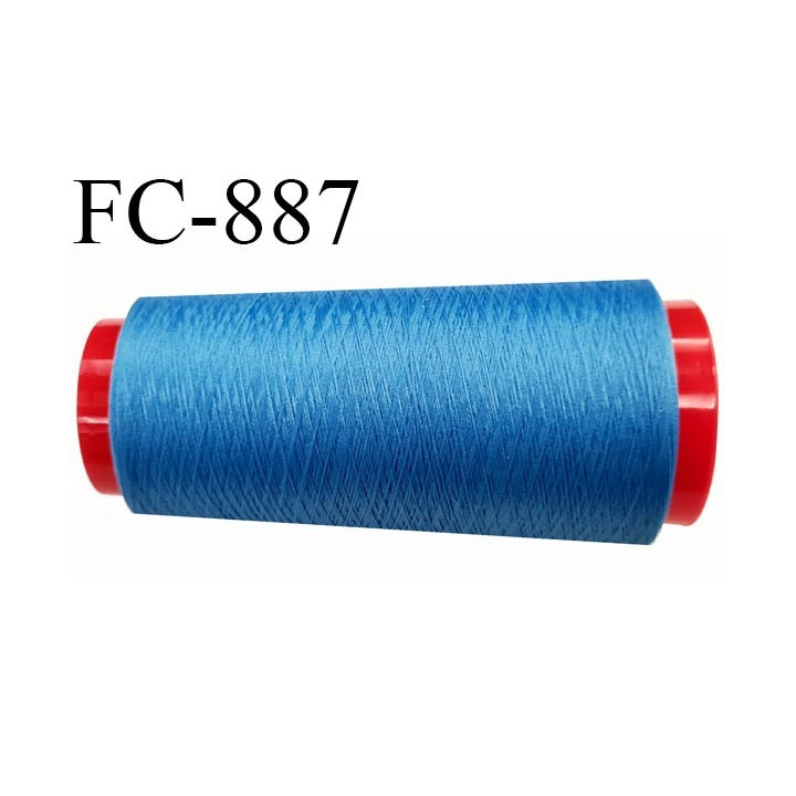 Cone 5000 m de fil mousse polyester  fil n° 110 couleur bleu  cône de 5000 mètres bobiné en France