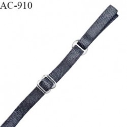 Bretelle lingerie SG 8 mm couleur gris bleuté brillant longueur 40 cm + pré-attache avant l'anneau 3 cm prix à l'unité