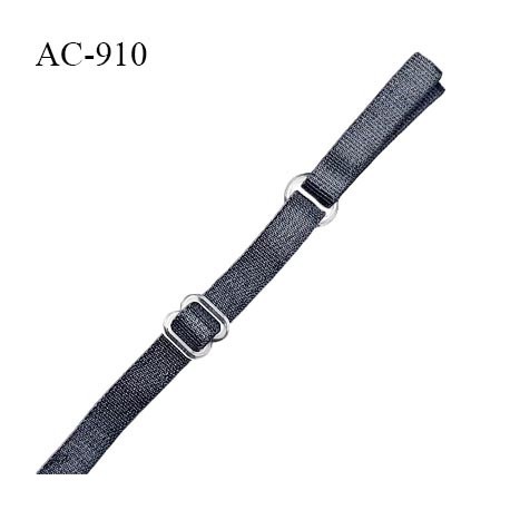 Bretelle lingerie SG 8 mm couleur gris bleuté brillant longueur 40 cm + pré-attache avant l'anneau 3 cm prix à l'unité