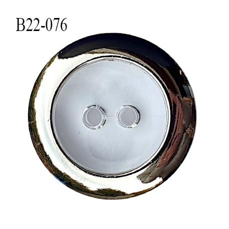 Bouton 22 mm couleur transparent et chrome 2 trous diamètre 22 mm épaisseur 7.5 mm prix à l'unité