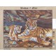 Canevas à broder 50 x 65 cm marque MAIN D'OR Maman tigre et ses bébés