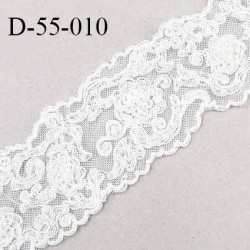 Dentelle 55 mm synthétique non extensible couleur écru avec broderies et perles largeur 55 mm prix au mètre