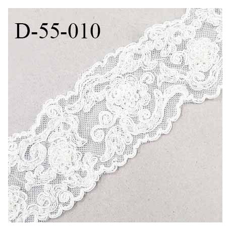 Dentelle 55 mm non extensible couleur écru avec broderies et perles largeur 55 mm prix au mètre