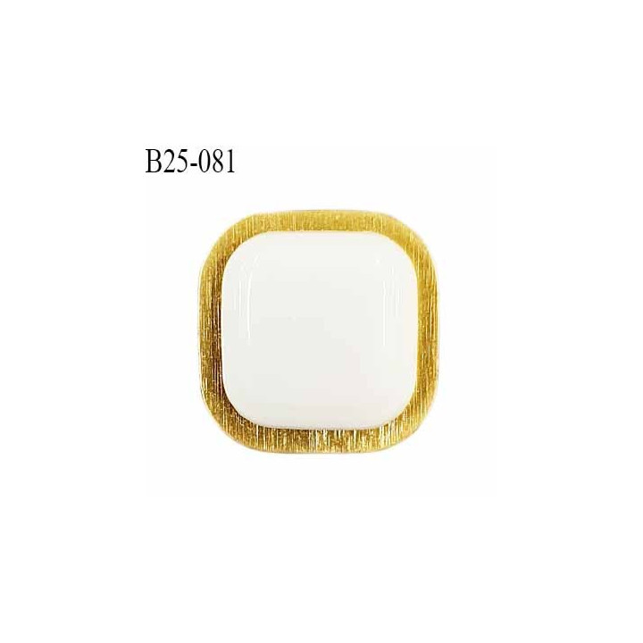 Bouton 25 mm en pvc couleur blanc sur socle couleur or accroche avec un anneau à l'unité