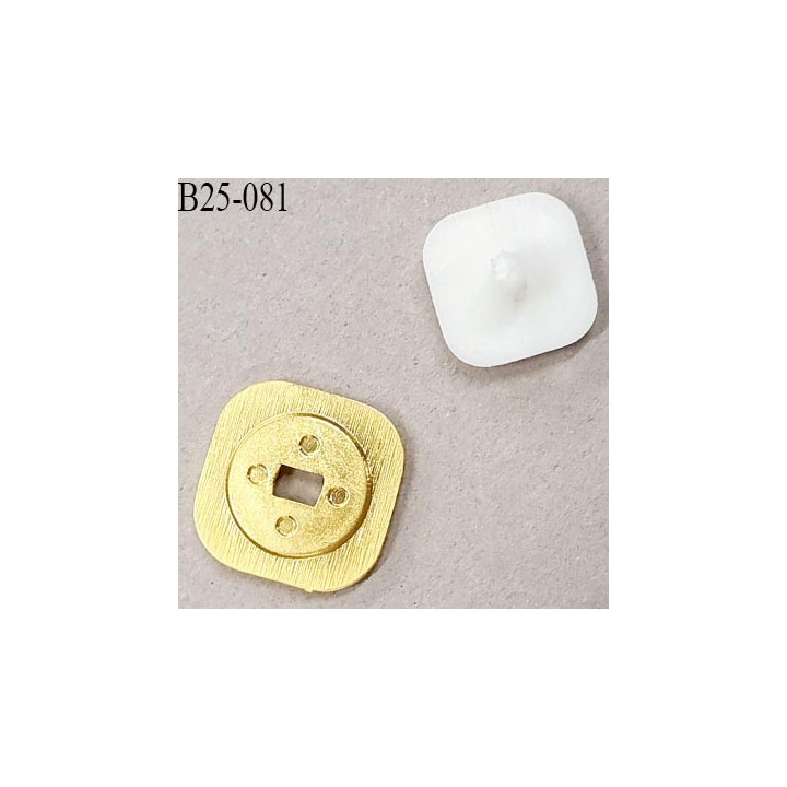 Bouton 25 mm en pvc couleur blanc sur socle couleur or accroche avec un anneau à l'unité