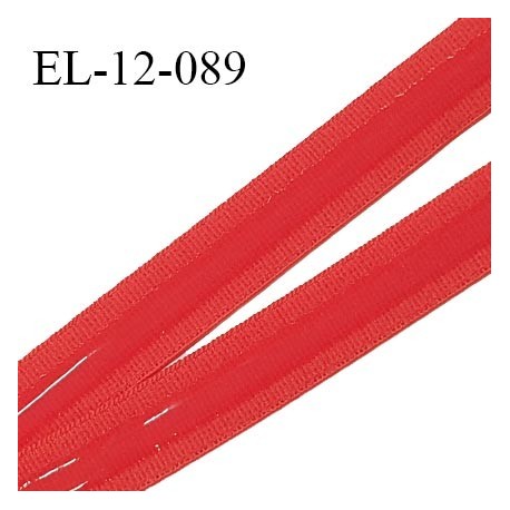 Elastique 12 mm anti-glisse haut de gamme couleur corail flashy fabriqué en France prix au mètre