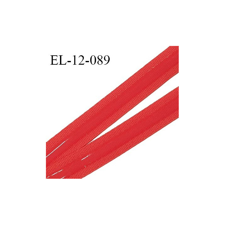Elastique 12 mm anti-glisse haut de gamme couleur corail flashy fabriqué en France prix au mètre